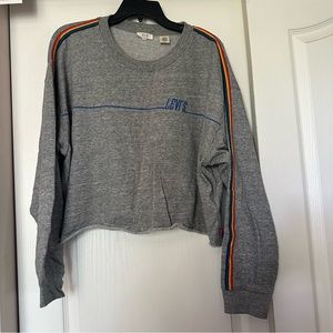 Levi’s long sleeve cropped rainbow and stripes crew neck sweater size XL